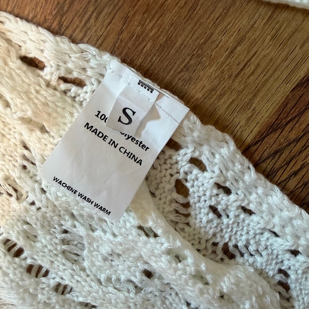 Cream Crochet Knit Swimsuit Cover - Picture 3 of 4